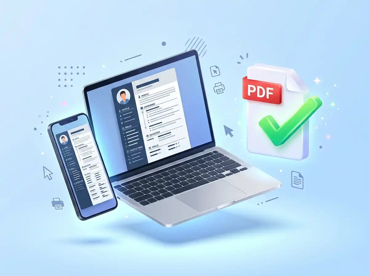 online resume maker free pdf across smartphone and laptop screens